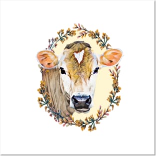 Cow - Floral Posters and Art